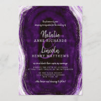 Casamento de Fatia de Agato de Geodo Roxo e Prata