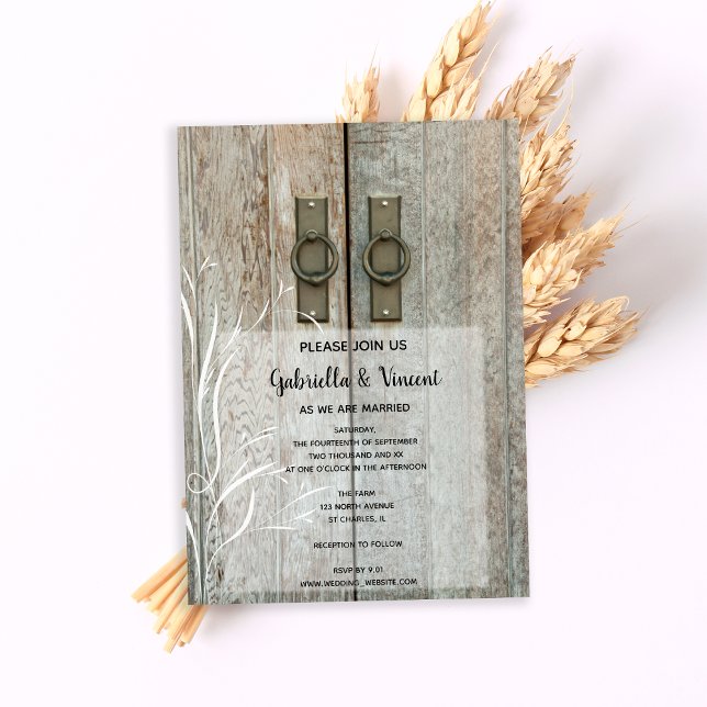 Convites Casamento de Fazenda do País das Portas Duplas (This Barn Door Wedding Invitation is perfect inspo for your country farm or ranch marriage ceremony.)