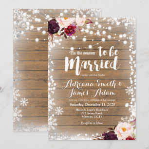 Convites Casamento de Feriados de Natal Marsala Winter Snow