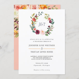 Convites Casamento De Ferida Floral Botânica Tuscan