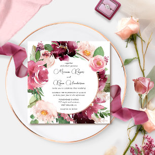 Convites Casamento De Ferida Floral Floral De Blush, Borgon
