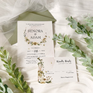 Convites Casamento De Ferro Floral Seco Elegante