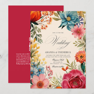 Convites Casamento de Festa Floral em Aquarela com Código Q