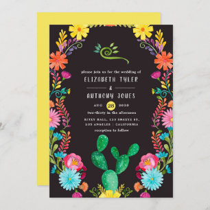 Convites Casamento de Fiesta Mexicana Colorful Watercolor F