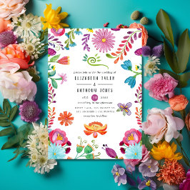 Convites Casamento de Fiesta Mexicana Colorful Watercolor F