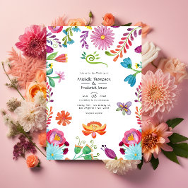 Convites Casamento de Fiesta Mexicana Floral em Aquarela