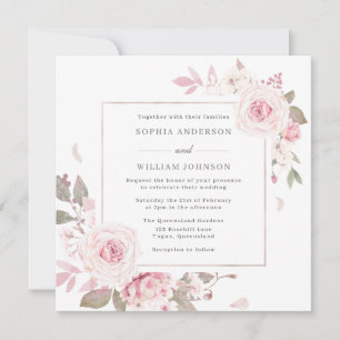 Convites Casamento de Fios Florais de Blush