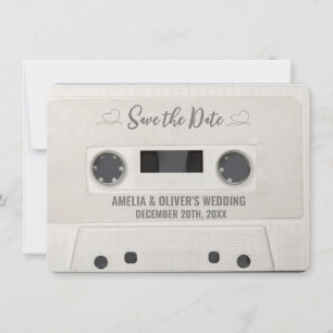 Convites Casamento de Fita Cassete Retro Salvar a Data