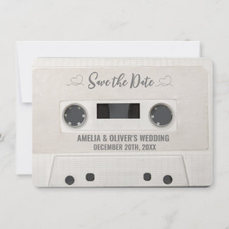 Convites Casamento de Fita Cassete Retro Salvar a Data
