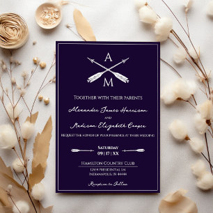 Convites Casamento de Flechas e Monogramas   Roxo