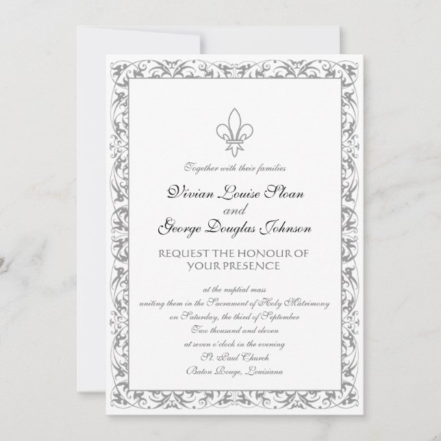 Convites Casamento de Fleur-de-lis Themed (Frente)