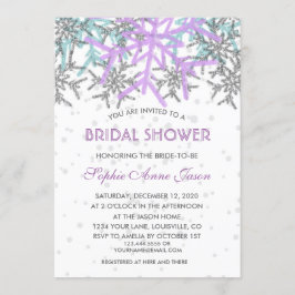 Convites Casamento de Flocos de Neve Azul Púrpura de Invern