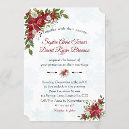 Convites Casamento de Flocos de Neve com Poinsettia Branca