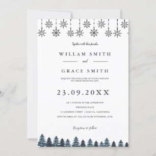 Convites Casamento de flocos de neve da Wonderland Winter