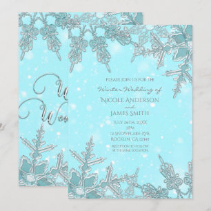 Convites Casamento de Flocos de Neve Elegantes Terra de Inv