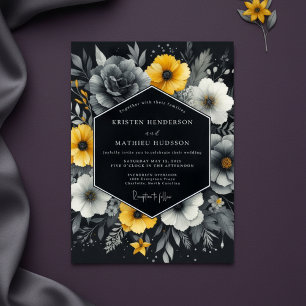 Convites Casamento de Flor Amarela de Carvão