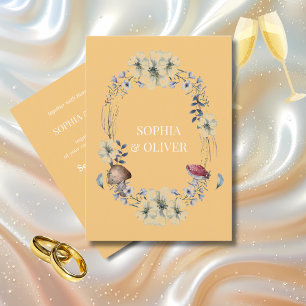 Convites Casamento de Flor Amarelo Elegante e Ferida de Mus