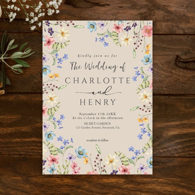 Convites Casamento de Flor Botânica Simples Russo (Criador carregado)