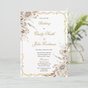 Convites Casamento de flor branca boho elegante