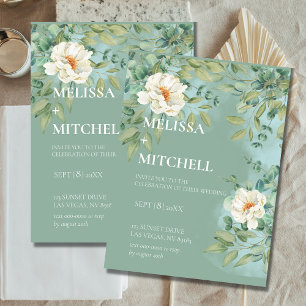 Convites Casamento de Flor Branca de Eucalyptus Silver Sage