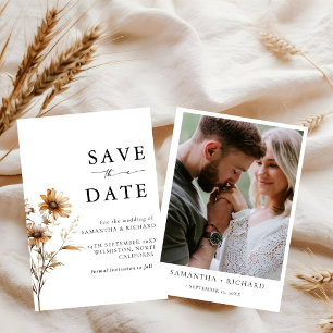 Convites Casamento de Flor Branca e Negra Salvar a Data