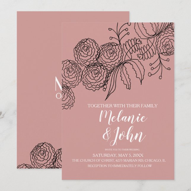 Convites Casamento de Flor Carnation Verde Botânica (Frente/Verso)