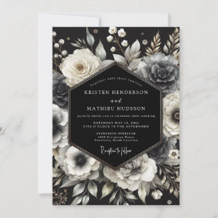 Convites Casamento de Flor Charcoal Opulenta
