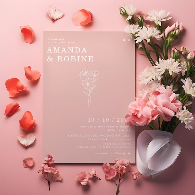 Convites Casamento de Flor Chic Minimalista Simples (Criador carregado)