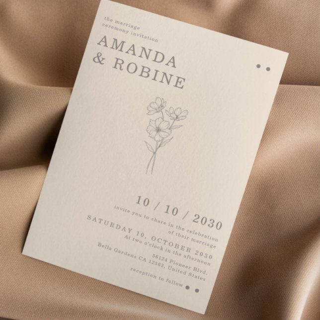 Convites Casamento de Flor Chic Minimalista Simples (Criador carregado)