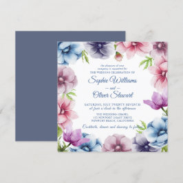 Convites Casamento de Flor com Anêmona de Aquarela