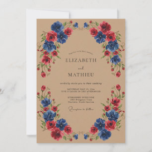 Convites Casamento de Flor de Açafrão Azul Pintura