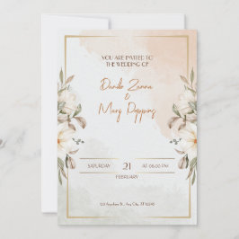 Convites Casamento de Flor de Água Beige