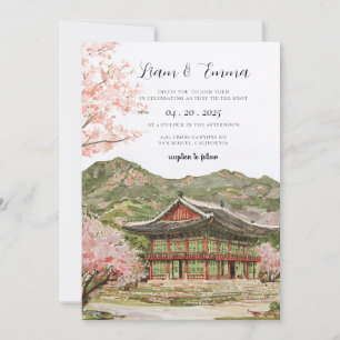 Convites Casamento de Flor de Cerejeira Japonesa Vintage