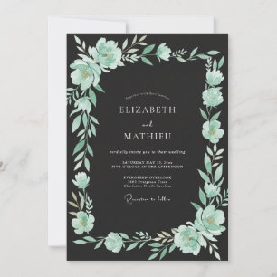 Convites Casamento de Flor de Hortelã e Eucalipto Seafoam