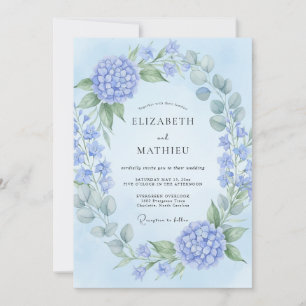 Convites Casamento de Flor de Hortênsia Azul Pó