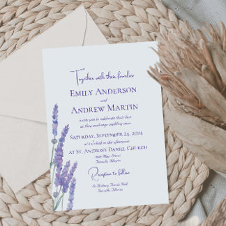 Convites Casamento de Flor de Lavanda Boho Minimalista