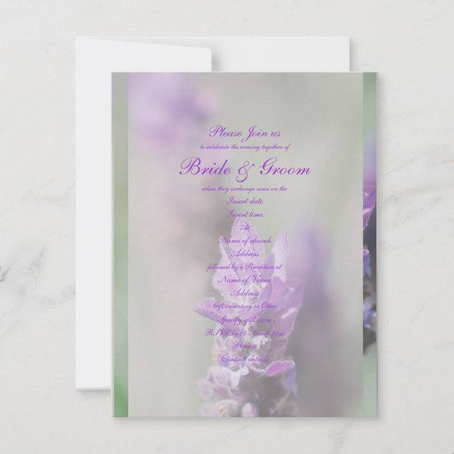 Convites Casamento de flor de lavanda roxa | Personalize (Frente)