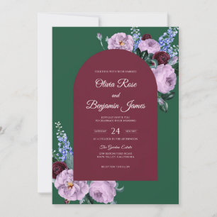 Convites Casamento de Flor de Lilás Esmeralda Eucalipto
