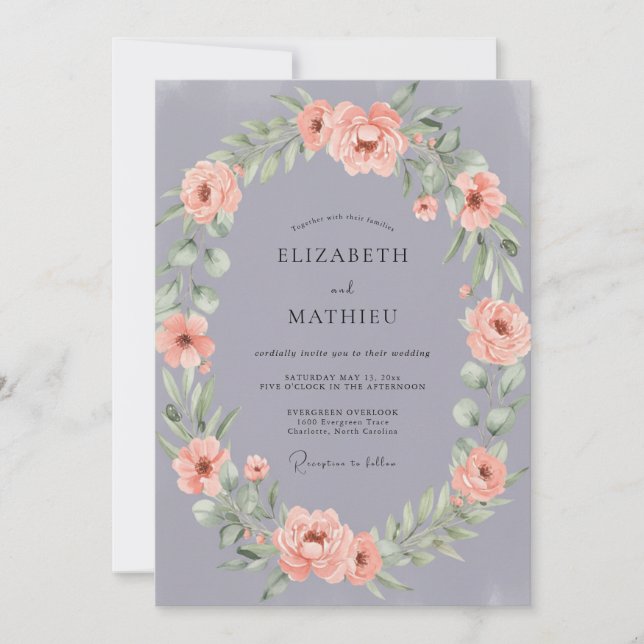 Convites Casamento de Flor de Lilás Suave (Frente)