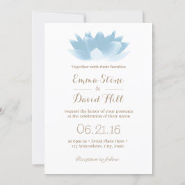 Convites Casamento De Flor De Lotus Azul Elegante