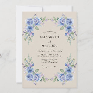 Convites Casamento de Flor de Louro Azul-Pervinca