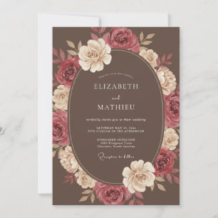 Convites Casamento de Flor de Luxo Marrom