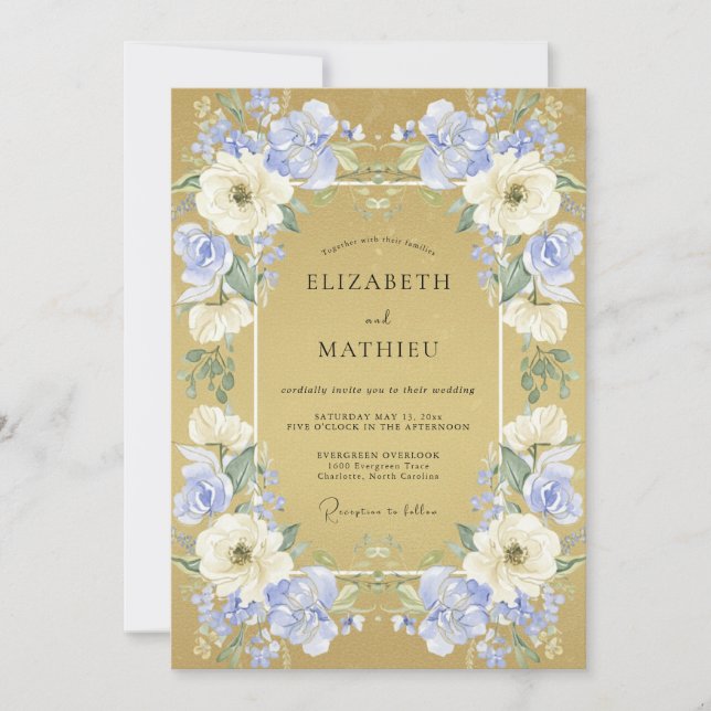 Convites Casamento de Flor de Luxo Violeta (Frente)