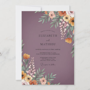 Convites Casamento de Flor de Pêssego Ameixa