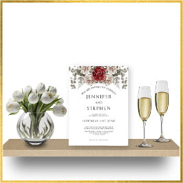Convites Casamento de Flor de Rosa Branca Eucalipto