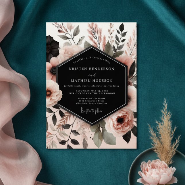 Convites Casamento de Flor de Rosa Empoeirada (Criador carregado)