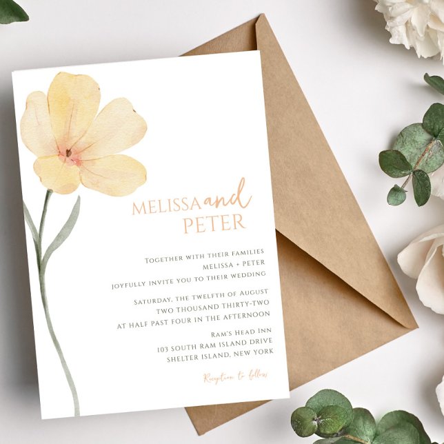 Convites Casamento de Flor Floral Mínimo e Chic (Criador carregado)