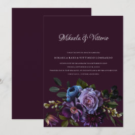 Convites Casamento de Flor Gótica Escura Elegante
