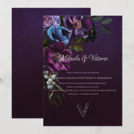 Convites Casamento de Flor Gótica Escura Elegante