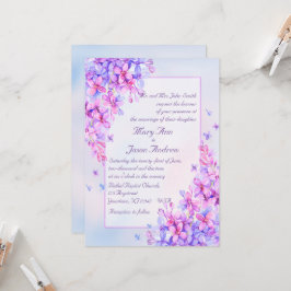 Convites Casamento de Flor Lilás Roxo Por Aquarela 5x7 Conv